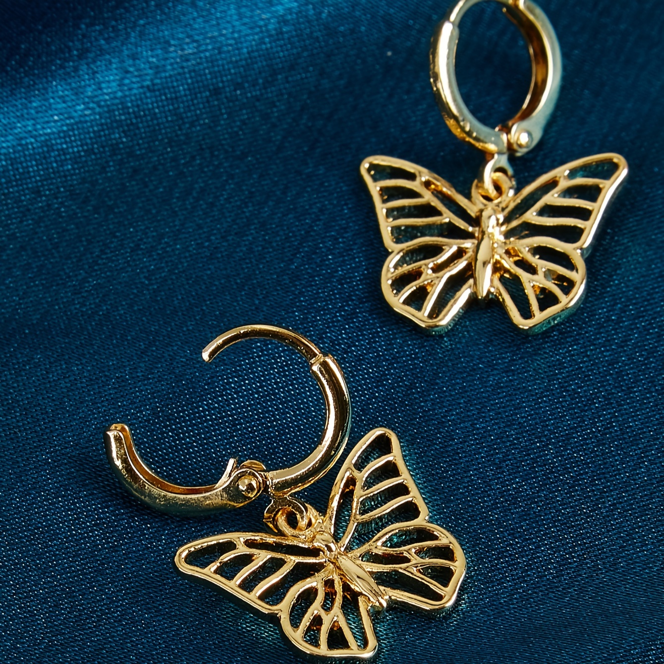 Hollow Butterfly Dangle Earrings Copper Posts